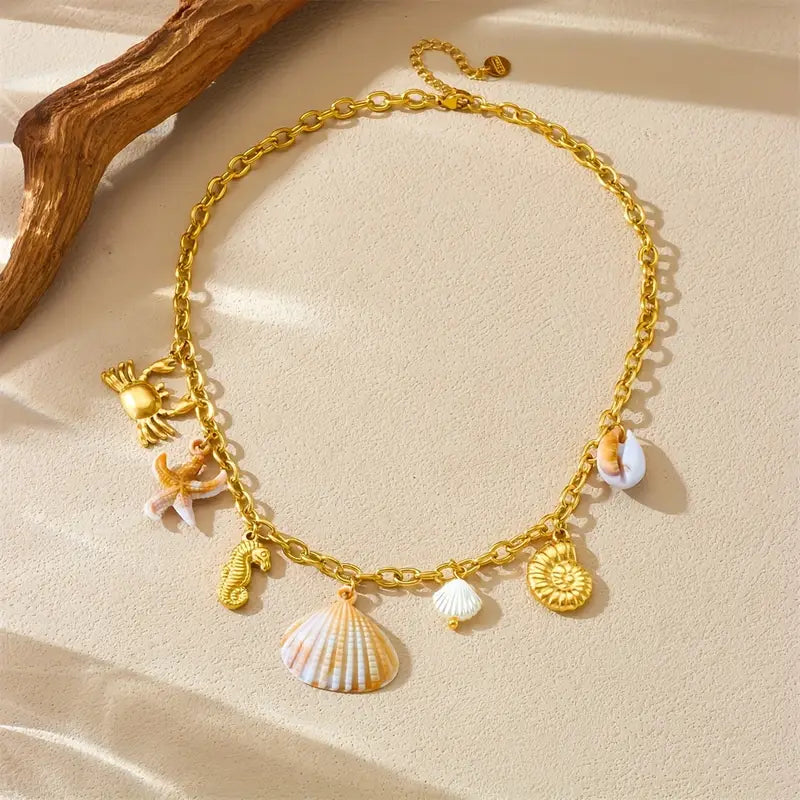 Ocean Breeze: Shell and Starfish Pendant Necklace