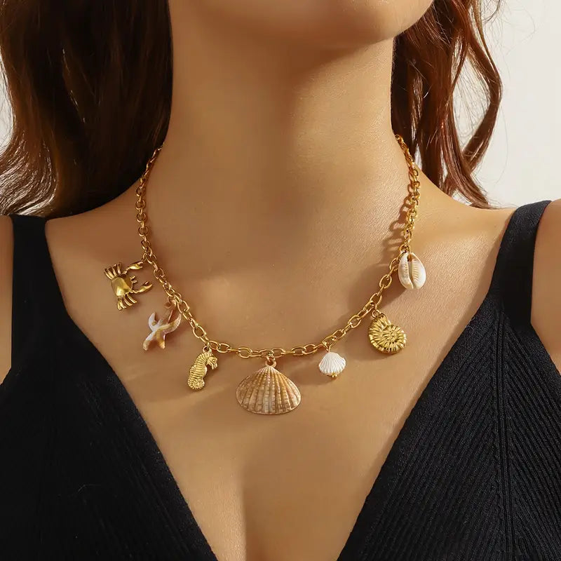 Ocean Breeze: Shell and Starfish Pendant Necklace
